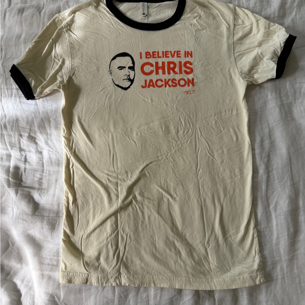 Hamilton, I Believe in Chris Jackson Graphic Ringer Tee - Cream/Black